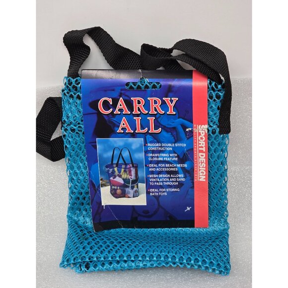 Carry All Mesh Tote Bag Drawstring & Double Stitch Construction Sport Design - Picture 2 of 2